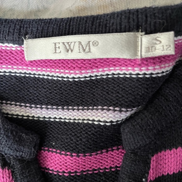 EWM Black and Pink V-Neck Striped Sweater - Picture 8 of 9